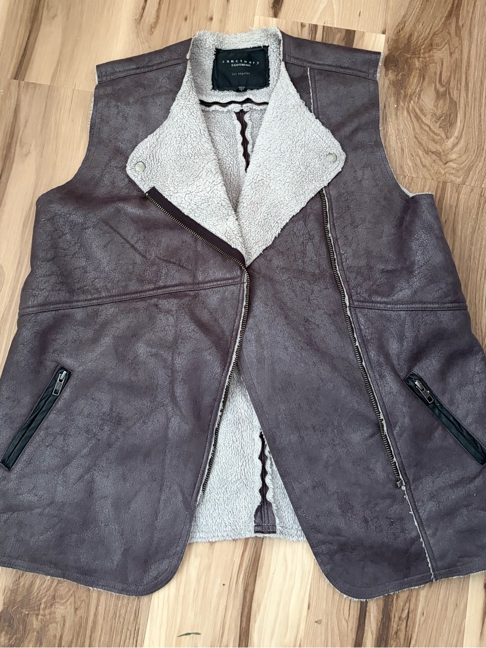 Sanctuary Brown Faux-Shearling Vest